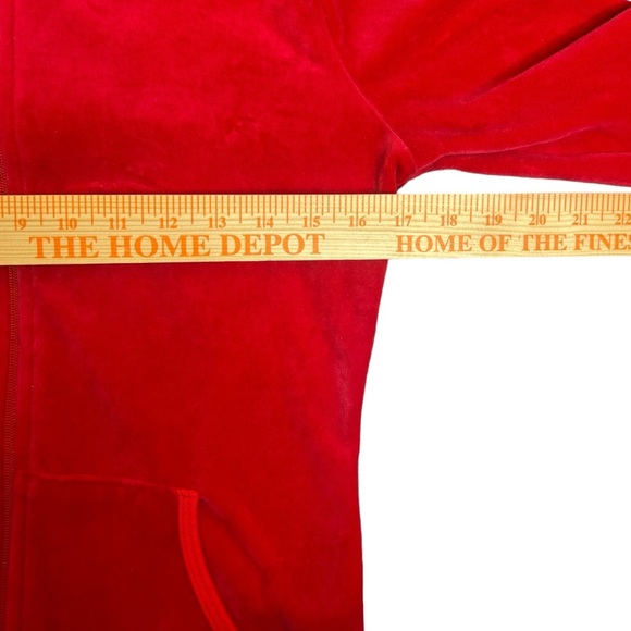 Vintage Sweatsedo Bedazzled Velour Red Zip Up Hoodie Size Medium - Picture 4 of 8
